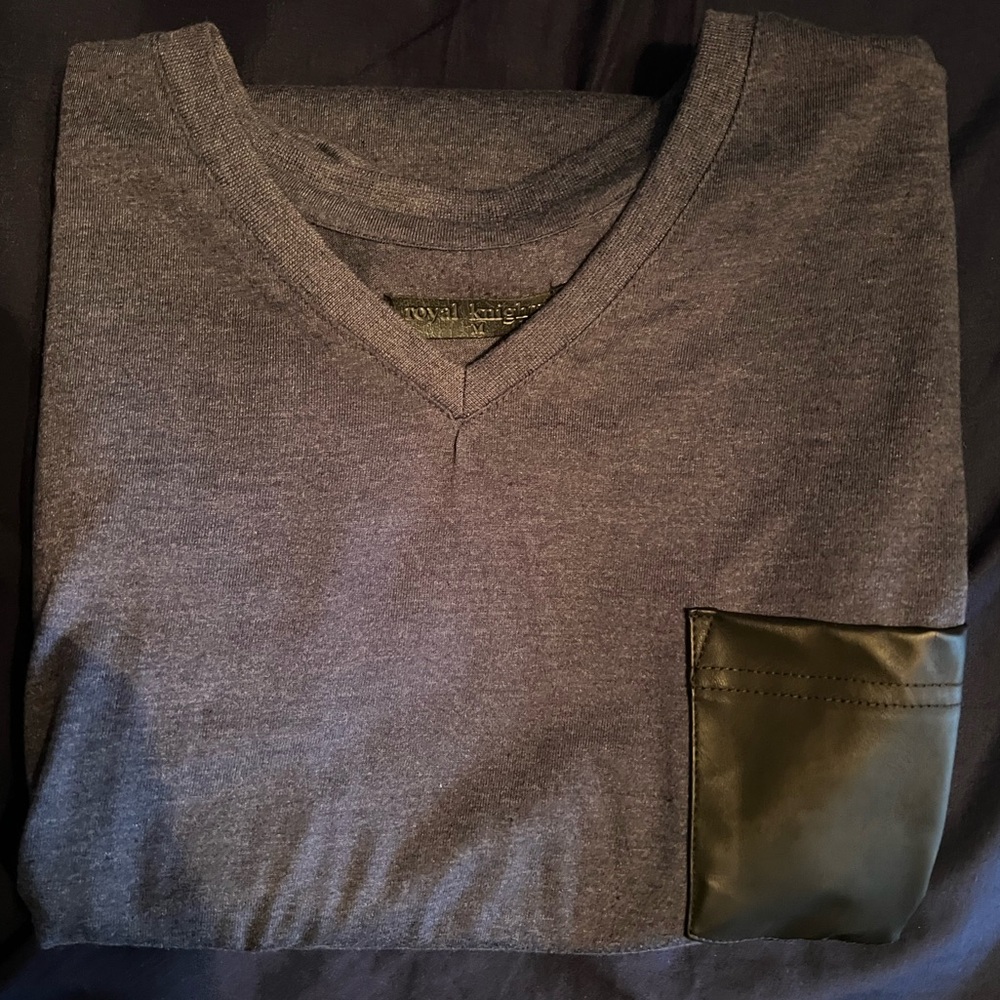 Blue V-neck shirt